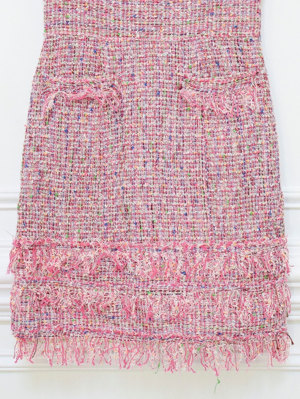 NWT Milly Gabby Fringe Tweed Dress Pink Size 0 Sheath Knee Length Preppy Retro - Picture 5 of 10